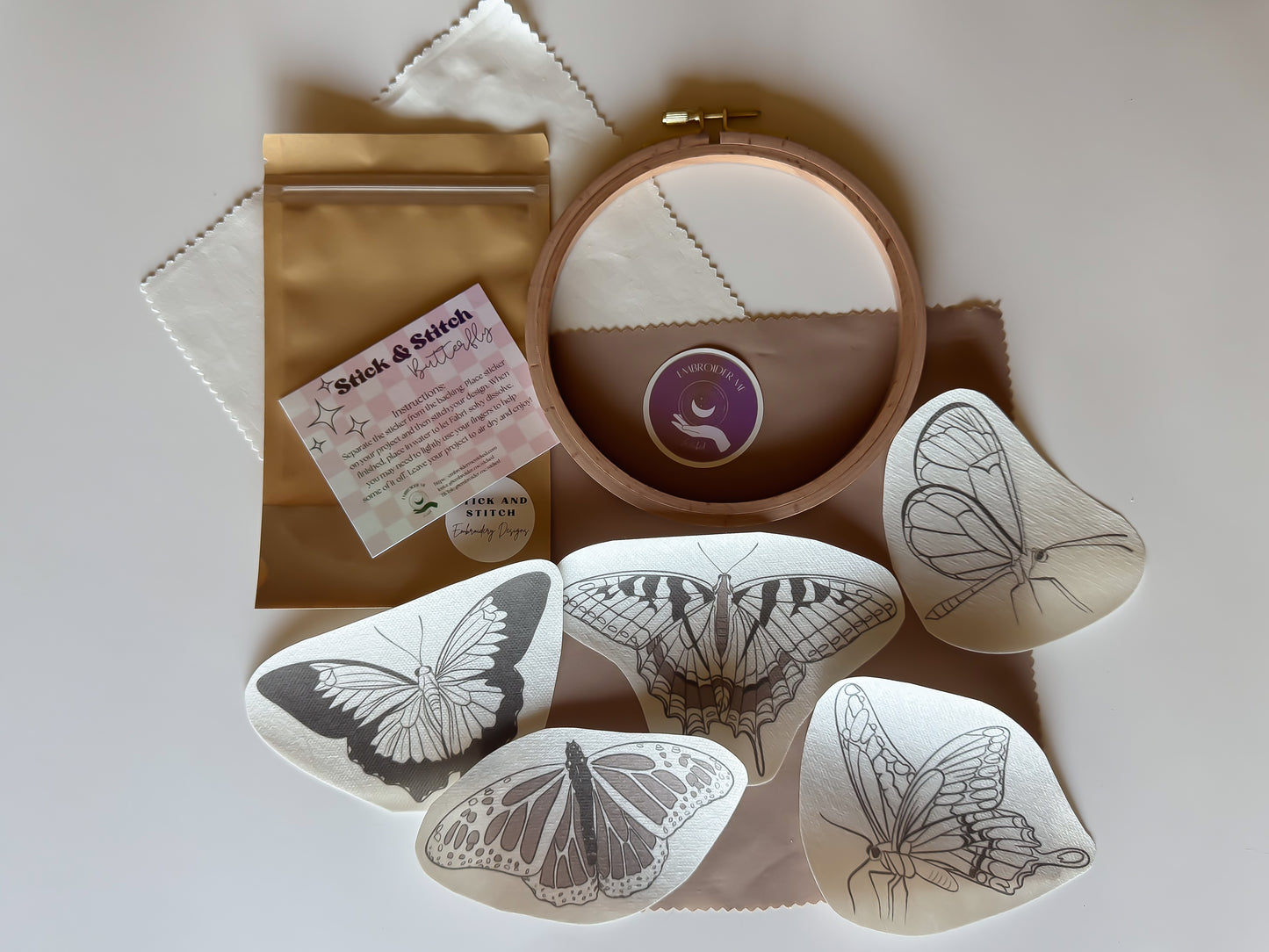 Butterfly Stick & Stitch Embroidery pack