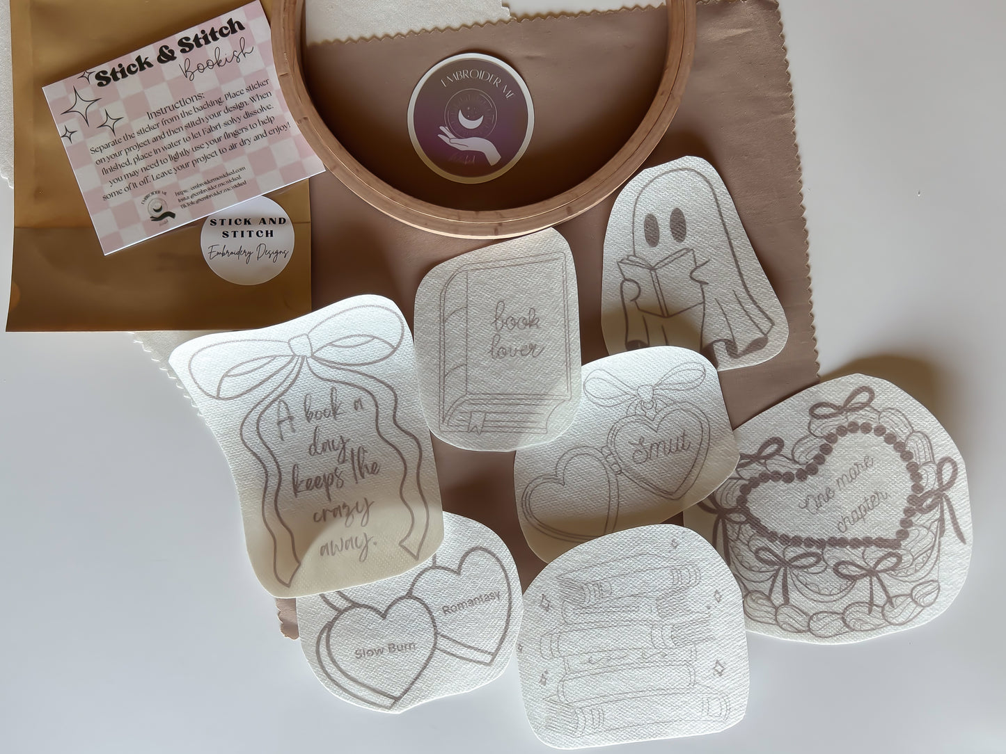 Bookish Stick and Stitch embroidery