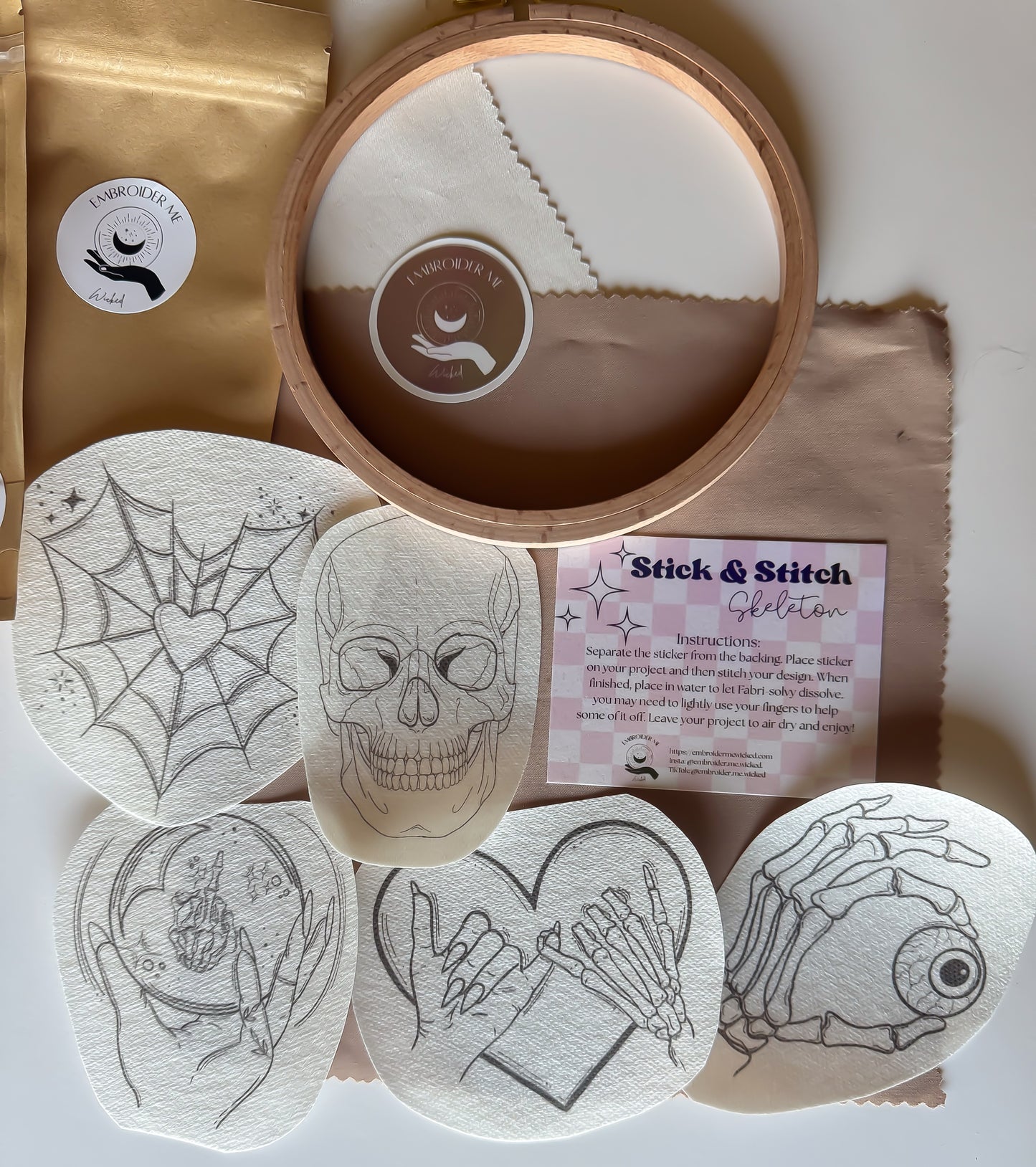 Skeleton Stick & Stitch Embroidery pack