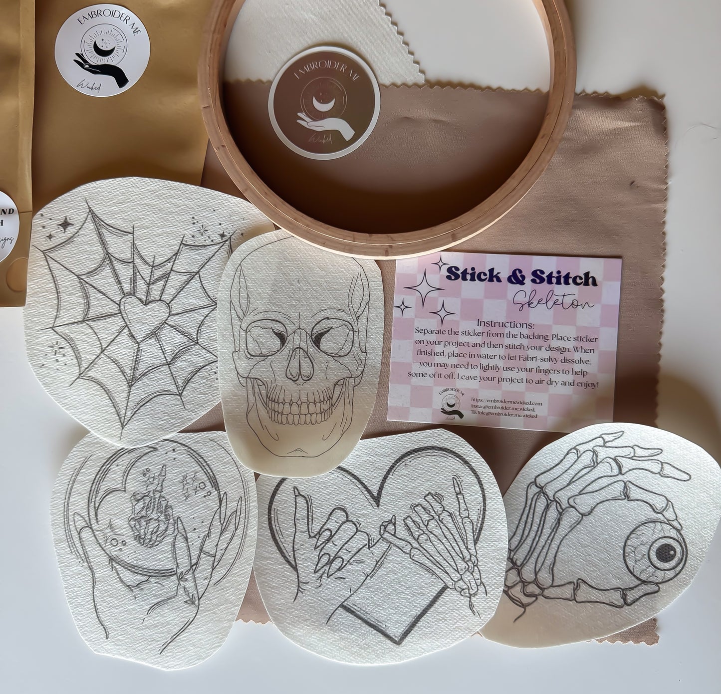 Skeleton Stick & Stitch Embroidery pack