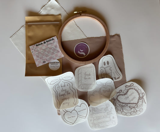 Bookish Stick and Stitch embroidery