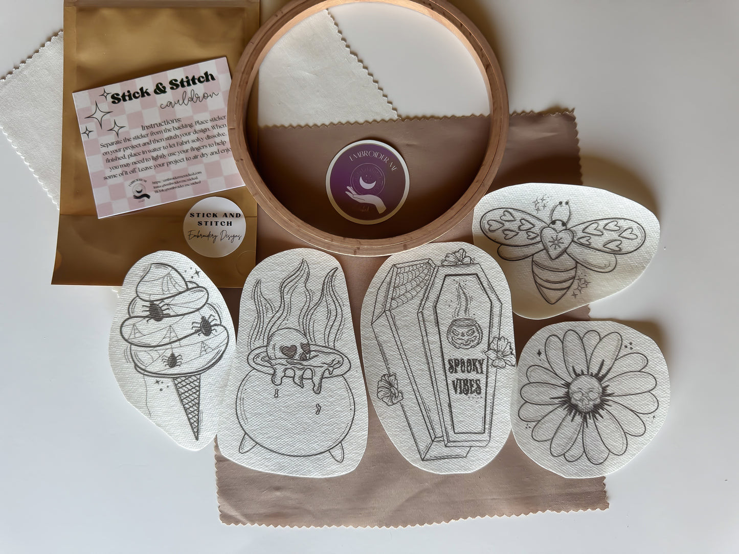 Cauldron Stick & Stitch Embroidery Pack