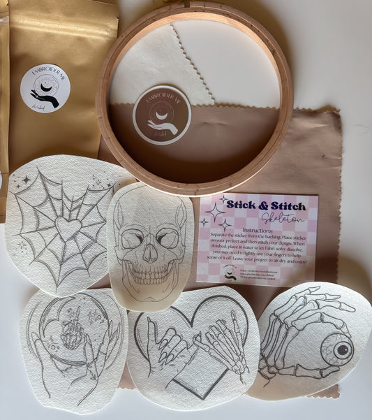 Skeleton Stick & Stitch Embroidery pack